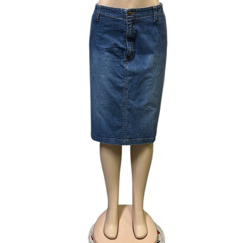 Very Veranesi Denim Embroidered and Studded 4 Pocket Blue Jean Skirt Womens 20W